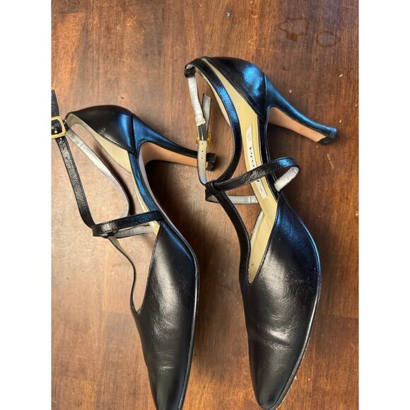 Proxy pointy toe black mary jane heels t-strap women's size 10 made in spain - Picture 4 of 5